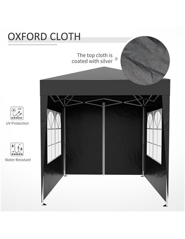 Outsunny 2m x 2m Garden Pop Up Gazebo Marquee Party Tent Wedding Awning Canopy New With free Carrying Case Black + Removable 2 W