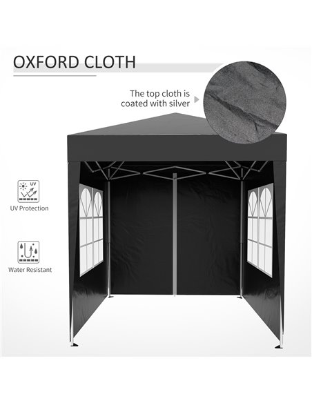Outsunny 2m x 2m Garden Pop Up Gazebo Marquee Party Tent Wedding Awning Canopy New With free Carrying Case Black + Removable 2 W - pic 11081 | FastDaddyshop