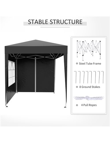 Outsunny 2m x 2m Garden Pop Up Gazebo Marquee Party Tent Wedding Awning Canopy New With free Carrying Case Black + Removable 2 W