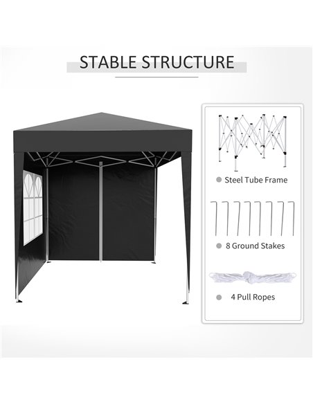 Outsunny 2m x 2m Garden Pop Up Gazebo Marquee Party Tent Wedding Awning Canopy New With free Carrying Case Black + Removable 2 W - pic 11082 | FastDaddyshop