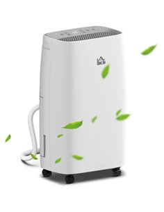 HOMCOM 12L/Day Dehumidifier with Continuous Drainage, 2.5L Water Tank, 24H Timer, Humidity Display, for Home Damp, Condensation,