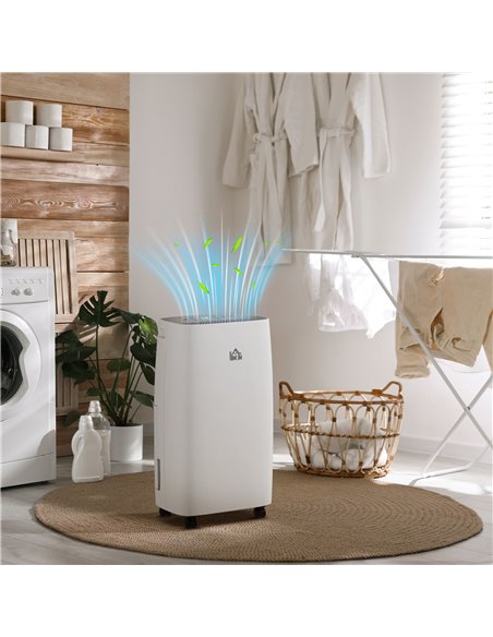 HOMCOM 12L/Day Dehumidifier with Continuous Drainage, 2.5L Water Tank, 24H Timer, Humidity Display, for Home Damp, Condensation, - pic 110835 | FastDaddyshop