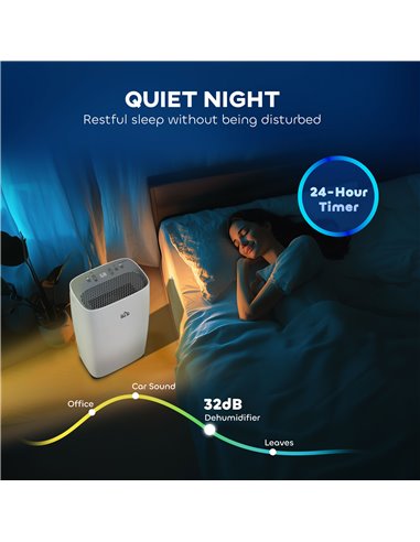 HOMCOM 12L/Day Dehumidifier with Continuous Drainage, 2.5L Water Tank, 24H Timer, Humidity Display, for Home Damp, Condensation,