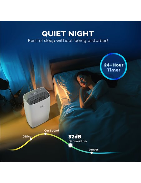 HOMCOM 12L/Day Dehumidifier with Continuous Drainage, 2.5L Water Tank, 24H Timer, Humidity Display, for Home Damp, Condensation, - pic 110839 | FastDaddyshop