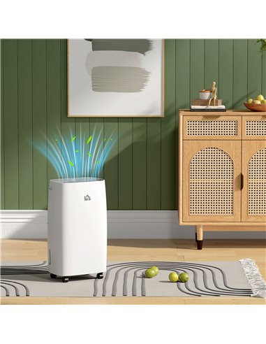 HOMCOM 12L/Day Dehumidifier with Continuous Drainage, 2.5L Water Tank, 24H Timer, Humidity Display, for Home Damp, Condensation,