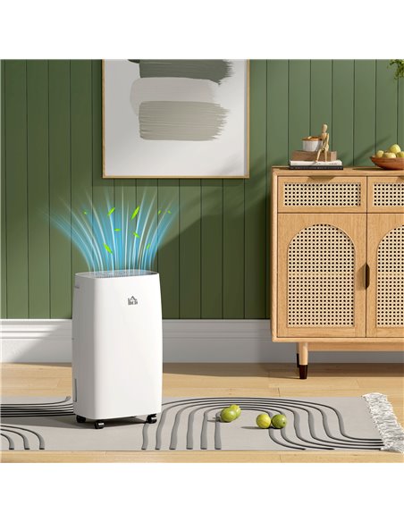 HOMCOM 12L/Day Dehumidifier with Continuous Drainage, 2.5L Water Tank, 24H Timer, Humidity Display, for Home Damp, Condensation, - pic 110842 | FastDaddyshop