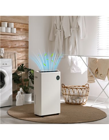 HOMCOM 5500mL Portable Dehumidifier with Air Purifier, UVC, Ioniser, 24H Timer, 5 Modes, 16L/Day, for Home Laundry, White 821-02