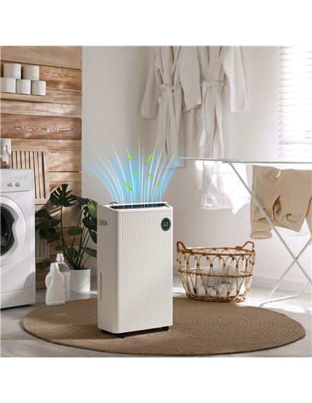 HOMCOM 5500mL Portable Dehumidifier with Air Purifier, UVC, Ioniser, 24H Timer, 5 Modes, 16L/Day, for Home Laundry, White 821-02 - pic 110862 | FastDaddyshop