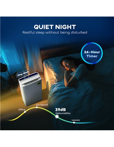 HOMCOM 5500mL Portable Dehumidifier with Air Purifier, UVC, Ioniser, 24H Timer, 5 Modes, 16L/Day, for Home Laundry, White 821-02