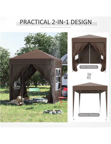 Outsunny Pop Up Gazebo Canopy, size (2 x 2m)- Coffee