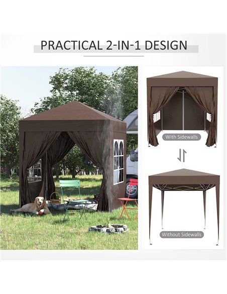 Outsunny Pop Up Gazebo Canopy, size (2 x 2m)- Coffee - pic 11087 | FastDaddyshop