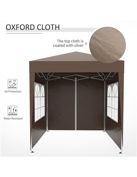 Outsunny Pop Up Gazebo Canopy, size (2 x 2m)- Coffee - pic 11088 | FastDaddyshop