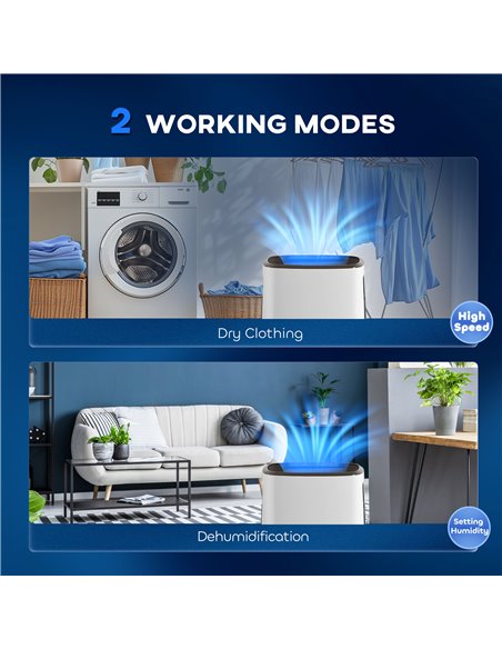 HOMCOM 16l/Day Dehumidifier, with Washable Filter and Timer - White 821-036V70WT - pic 110883 | FastDaddyshop