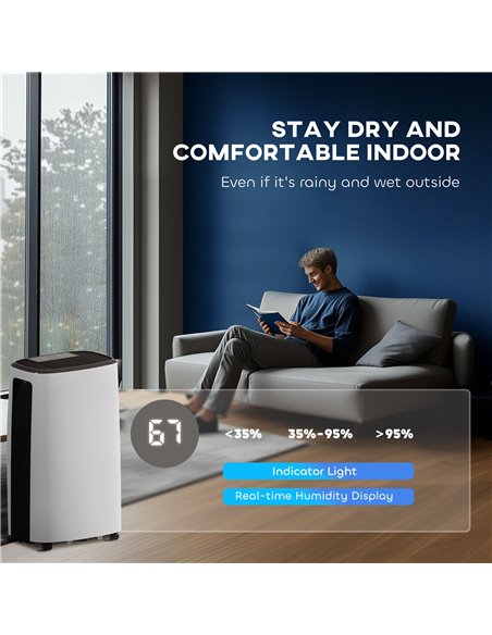 HOMCOM 16l/Day Dehumidifier, with Washable Filter and Timer - White 821-036V70WT - pic 110886 | FastDaddyshop