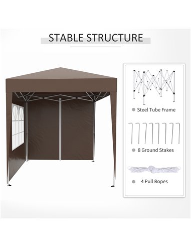 Outsunny Pop Up Gazebo Canopy, size (2 x 2m)- Coffee