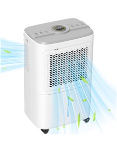 HOMCOM 12L/Day Dehumidifier with Continuous Drainage, 1.6L Water Tank, 24H Timer, Digital Humidity Display, Humidity Light, Dehu