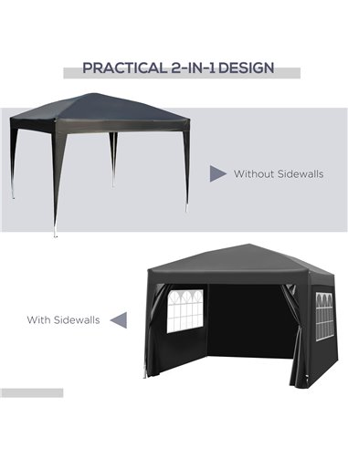 Outsunny 3x3m Pop up Gazebo Marquee-Black Water Resistant Wedding Camping Party Tent+ Free Carry Bag-Black