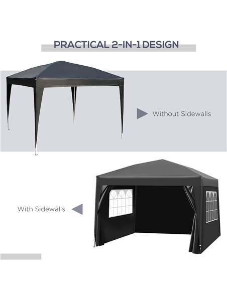 Outsunny 3x3m Pop up Gazebo Marquee-Black Water Resistant Wedding Camping Party Tent+ Free Carry Bag-Black - pic 11093 | FastDaddyshop