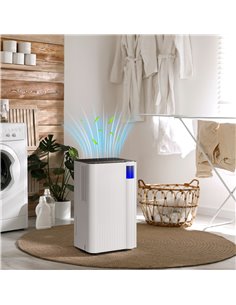 HOMCOM 12L/Day Dehumidifier with Continuous Drainage, 2L Water Tank, 24H Timer, Digital Humidity Display, Filter, Auto Defrost,  2