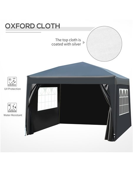 Outsunny 3x3m Pop up Gazebo Marquee-Black Water Resistant Wedding Camping Party Tent+ Free Carry Bag-Black - pic 11095 | FastDaddyshop
