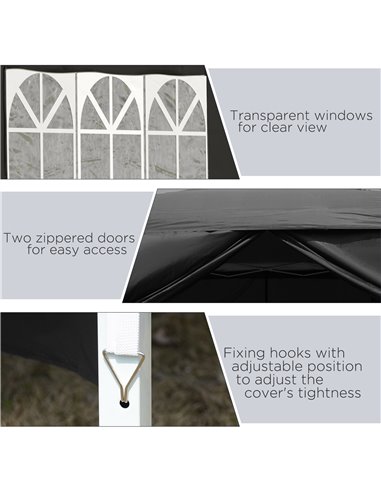 Outsunny 3x3m Pop up Gazebo Marquee-Black Water Resistant Wedding Camping Party Tent+ Free Carry Bag-Black