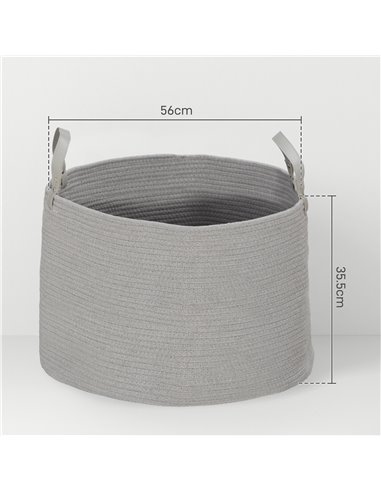 HOMCOM 88L Cotton Rope Laundry Basket, with Handles - Grey 850-318V01GY