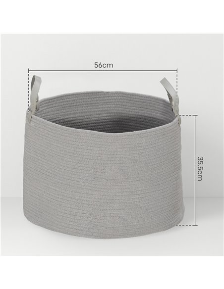 HOMCOM 88L Cotton Rope Laundry Basket, with Handles - Grey 850-318V01GY - pic 110962 | FastDaddyshop