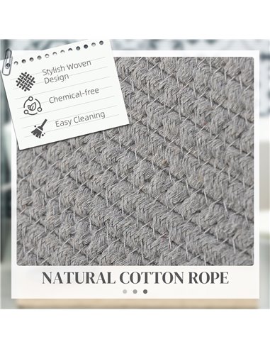 HOMCOM 88L Cotton Rope Laundry Basket, with Handles - Grey 850-318V01GY