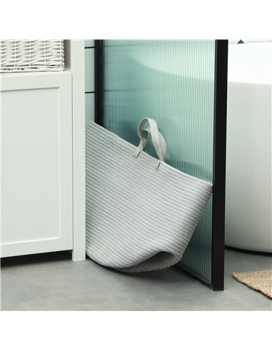 HOMCOM 88L Cotton Rope Laundry Basket, with Handles - Grey 850-318V01GY