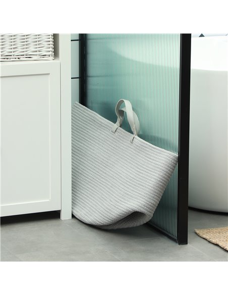 HOMCOM 88L Cotton Rope Laundry Basket, with Handles - Grey 850-318V01GY - pic 110966 | FastDaddyshop