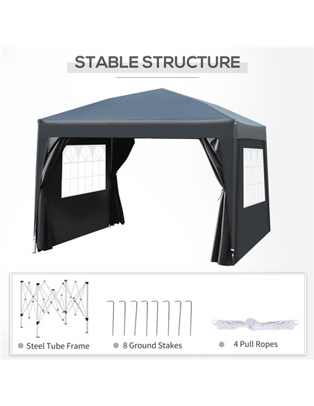 Outsunny 3x3m Pop up Gazebo Marquee-Black Water Resistant Wedding Camping Party Tent+ Free Carry Bag-Black - pic 11097 | FastDaddyshop