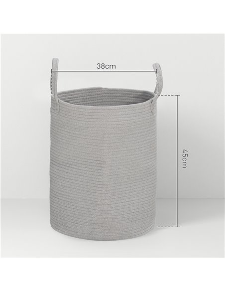 HOMCOM 36L Cotton Rope Laundry Basket, with Handles - Grey 850-318V00GY - pic 110971 | FastDaddyshop