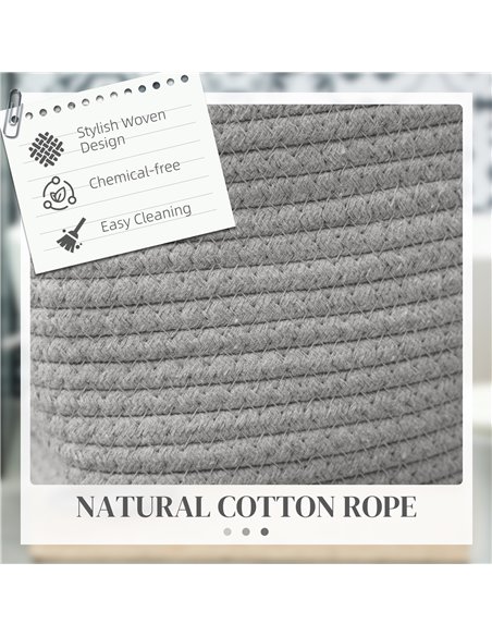 HOMCOM 36L Cotton Rope Laundry Basket, with Handles - Grey 850-318V00GY - pic 110972 | FastDaddyshop