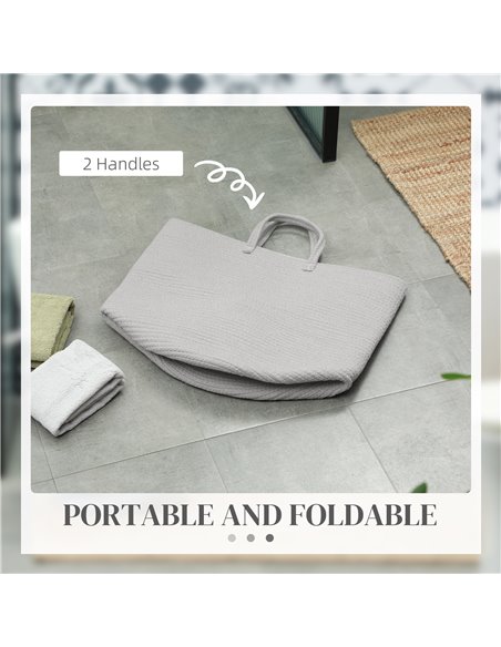 HOMCOM 36L Cotton Rope Laundry Basket, with Handles - Grey 850-318V00GY - pic 110974 | FastDaddyshop