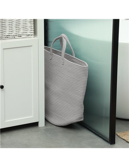 HOMCOM 36L Cotton Rope Laundry Basket, with Handles - Grey 850-318V00GY - pic 110975 | FastDaddyshop