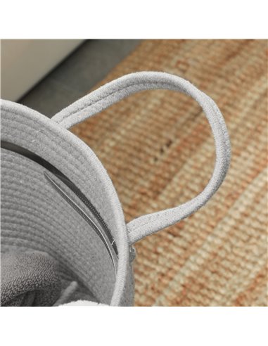 HOMCOM 36L Cotton Rope Laundry Basket, with Handles - Grey 850-318V00GY