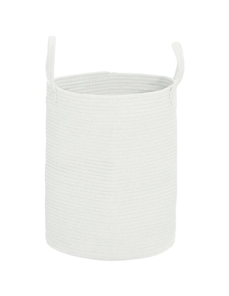 HOMCOM 36L Cotton Rope Laundry Basket, with Handles - Cream White 850-318V00CW - pic 110978 | FastDaddyshop