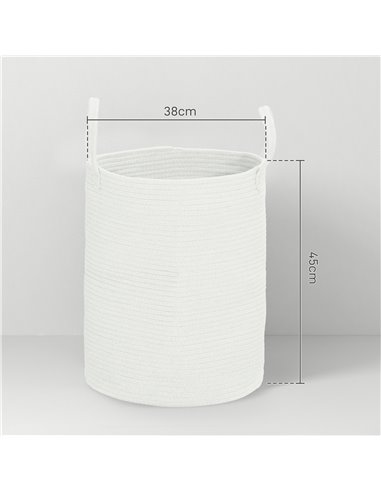 HOMCOM 36L Cotton Rope Laundry Basket, with Handles - Cream White 850-318V00CW