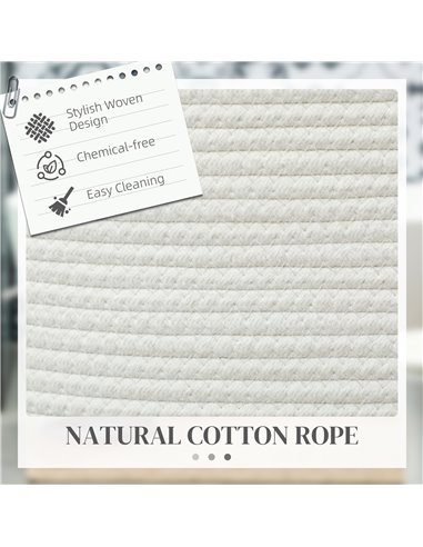 HOMCOM 36L Cotton Rope Laundry Basket, with Handles - Cream White 850-318V00CW