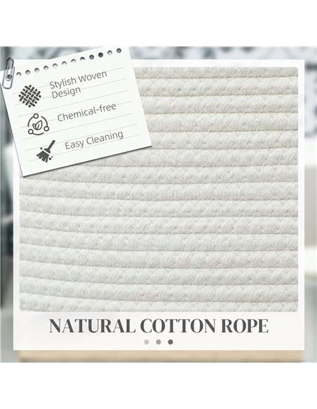 HOMCOM 36L Cotton Rope Laundry Basket, with Handles - Cream White 850-318V00CW - pic 110981 | FastDaddyshop
