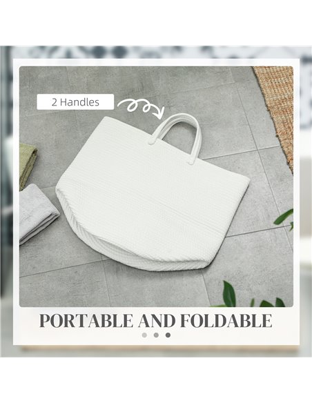 HOMCOM 36L Cotton Rope Laundry Basket, with Handles - Cream White 850-318V00CW - pic 110983 | FastDaddyshop