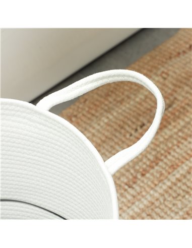 HOMCOM 36L Cotton Rope Laundry Basket, with Handles - Cream White 850-318V00CW