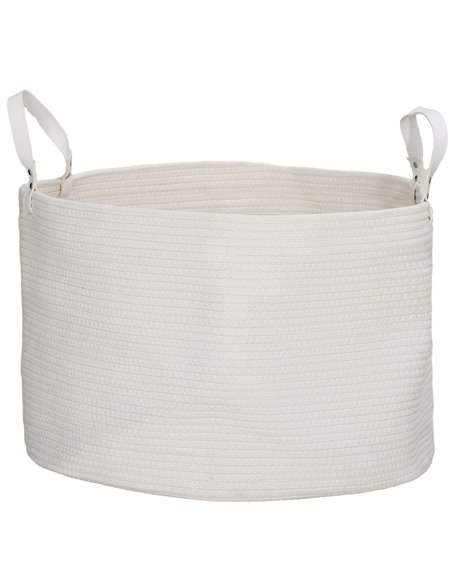 HOMCOM 88L Cotton Rope Laundry Basket, with Handles - Cream White 850-318V01CW - pic 110987 | FastDaddyshop