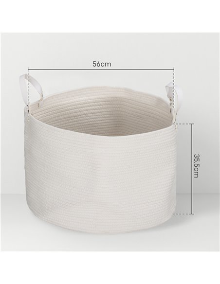 HOMCOM 88L Cotton Rope Laundry Basket, with Handles - Cream White 850-318V01CW - pic 110989 | FastDaddyshop