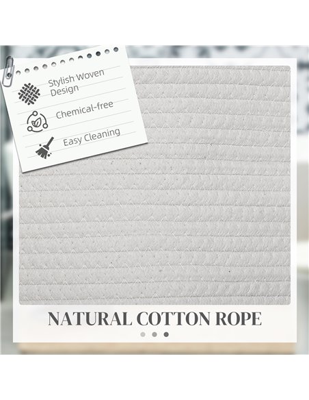 HOMCOM 88L Cotton Rope Laundry Basket, with Handles - Cream White 850-318V01CW - pic 110990 | FastDaddyshop