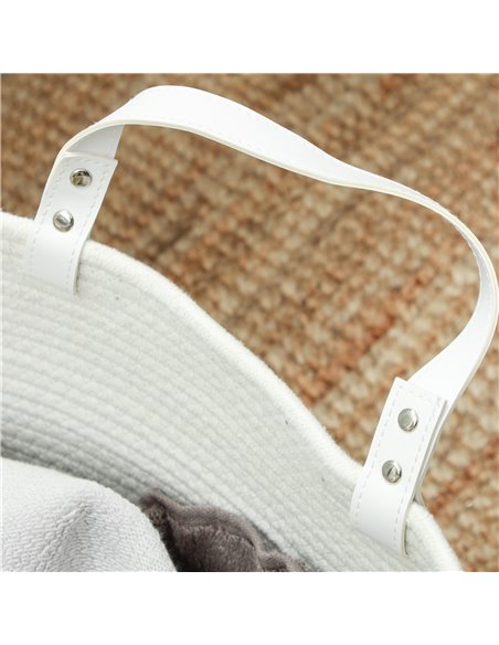 HOMCOM 88L Cotton Rope Laundry Basket, with Handles - Cream White 850-318V01CW - pic 110994 | FastDaddyshop