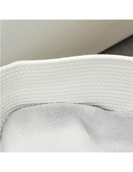 HOMCOM 88L Cotton Rope Laundry Basket, with Handles - Cream White 850-318V01CW - pic 110995 | FastDaddyshop