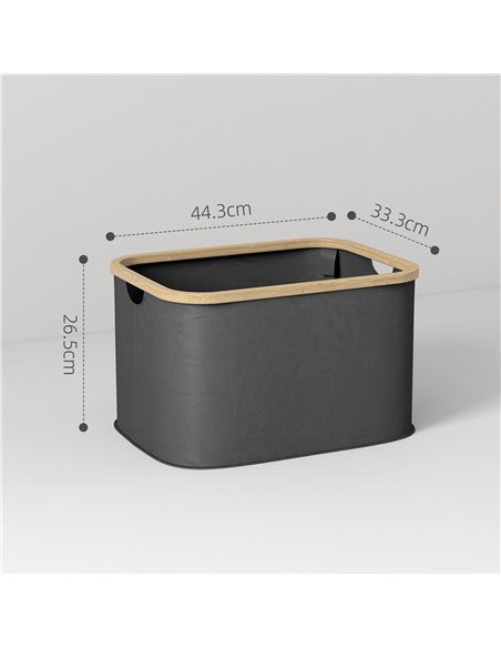 HOMCOM 36L Foldable Laundry Basket, with Bamboo Top - Black 850-319V00BK - pic 110998 | FastDaddyshop