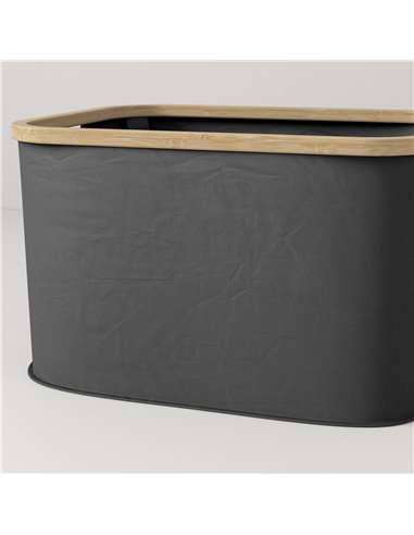 HOMCOM 36L Foldable Laundry Basket, with Bamboo Top - Black 850-319V00BK