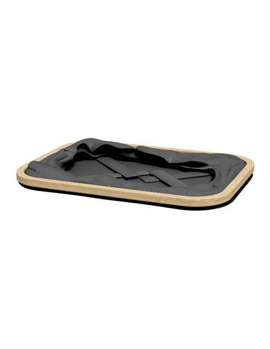HOMCOM 36L Foldable Laundry Basket, with Bamboo Top - Black 850-319V00BK